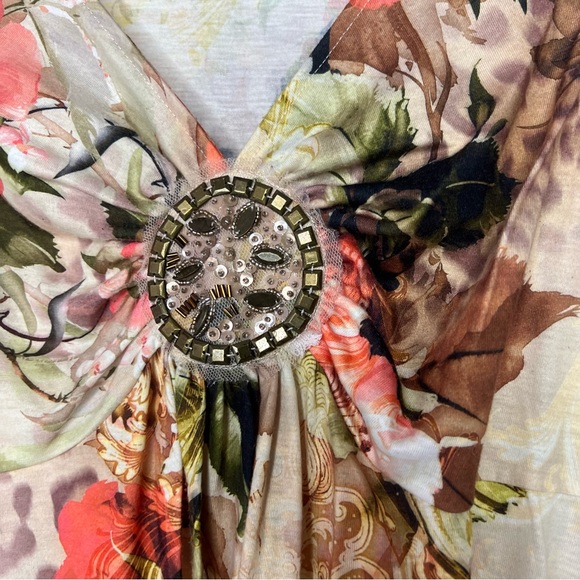 Dress barn tank top fairy cheetah print roses floral whimsical fairy beaded - Picture 4 of 10